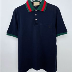 Gucci Stretch Cotton Piquet Polo Shirts In Navy – GT01